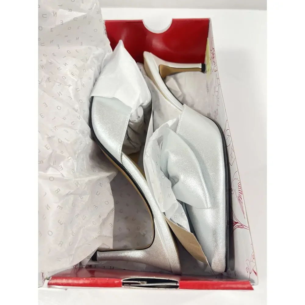 Journee Tiarra Shoes Women's Size 12 Silver Sparkle Bow Mule Stiletto Heels New